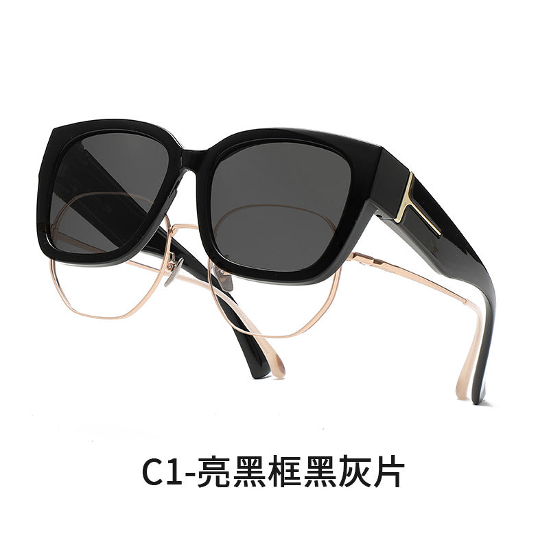 Polarized Square T-Shape Driving Sunglasses with Gradient Lenses
