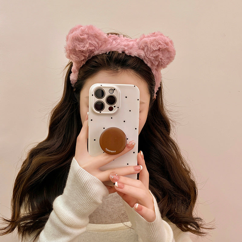 Plush Bear Ear Spa Headband for Women Face Wash Hairband