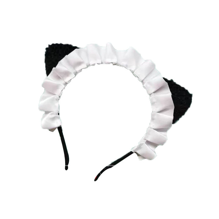 Lolita Maid Cat Ear Headband for Women Plush Hair Accessory