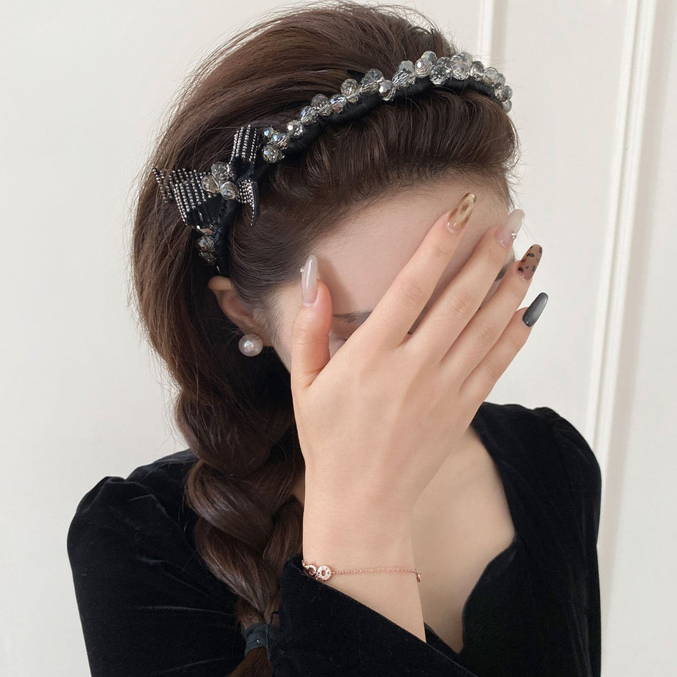 Star Bow Tooth Comb Headband for Women High Crown