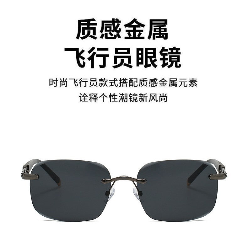 Frameless Cut Metal Sunglasses for Driving, Fishing & Street