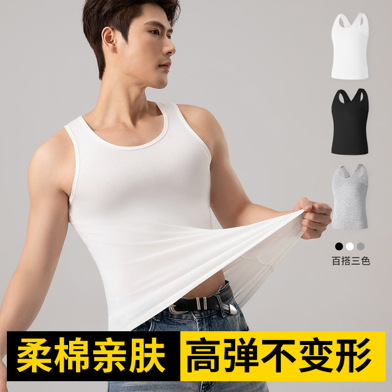 Men's Cotton Slim Fit Sports Tank Top, Breathable Plus Size Vest