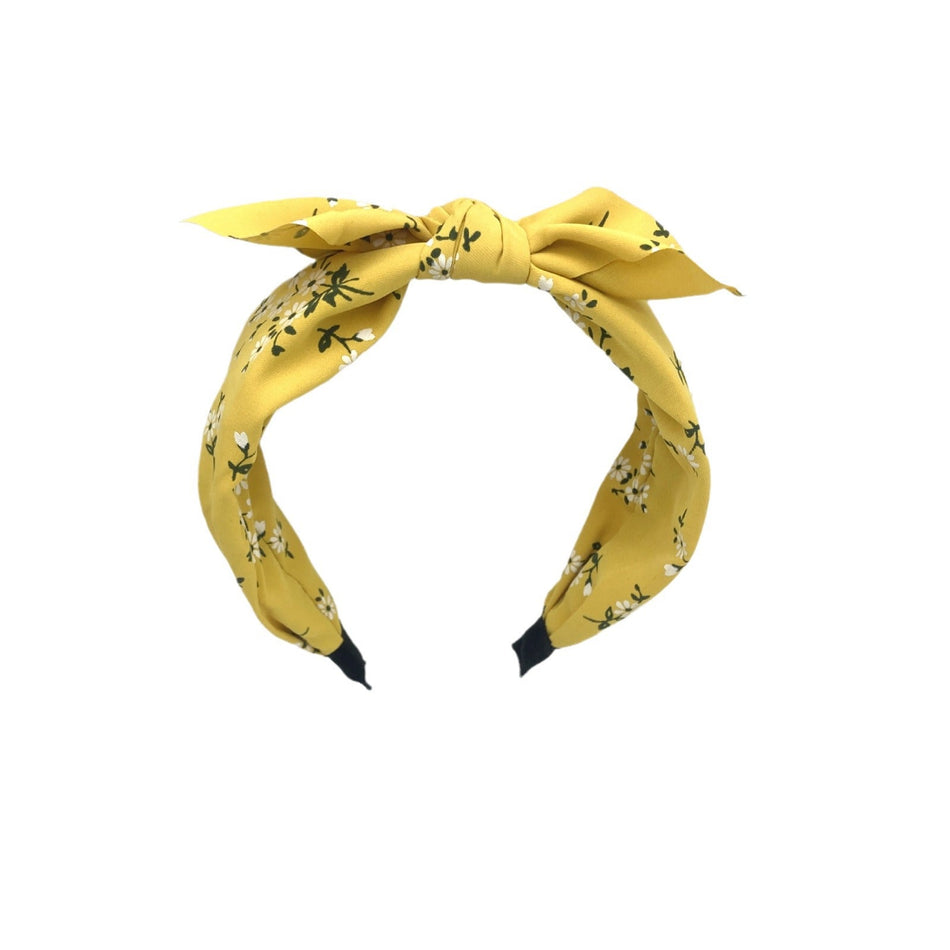 Floral Bow Knot Wide Headband for Women Fabric Hairband