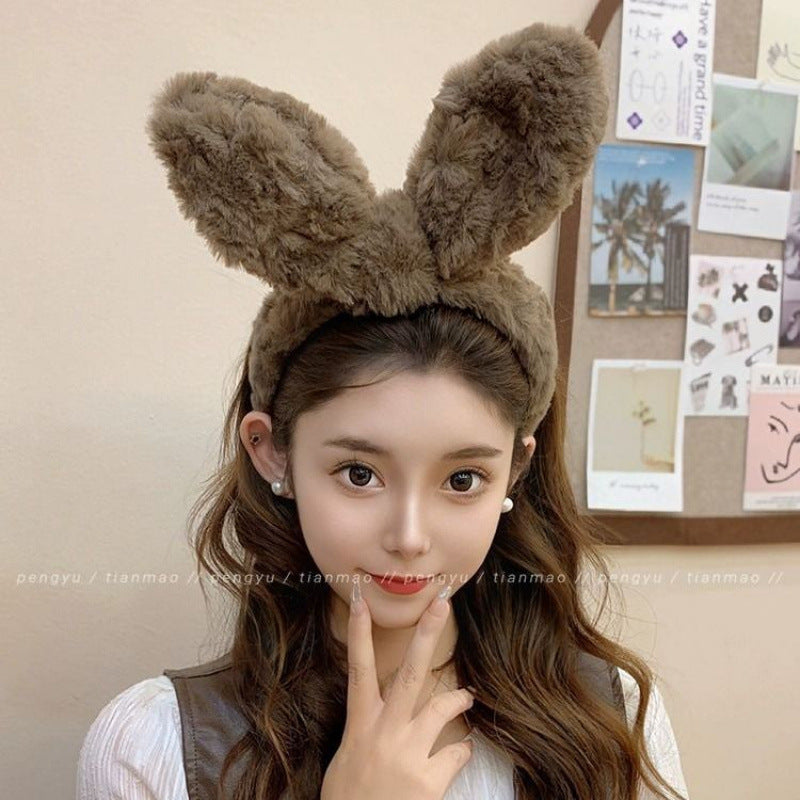 Plush Ear Headband for Women High Crown Hair Accessory