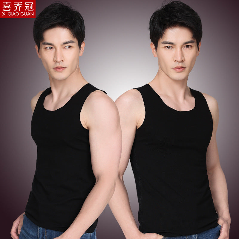 Men's Seamless Combed Cotton Ribbed Tank Top, Breathable