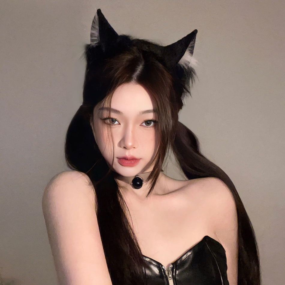 Plush Cat Ear Headband for Women Lolita Cosplay Accessory