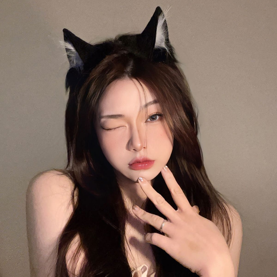Plush Cat Ear Headband for Women Lolita Cosplay Accessory