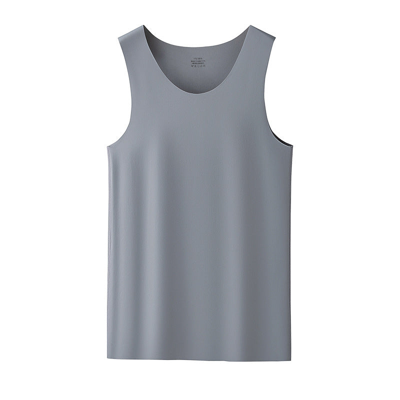 Men's Seamless Ice Silk Sleeveless Tank Top, Lightweight Base