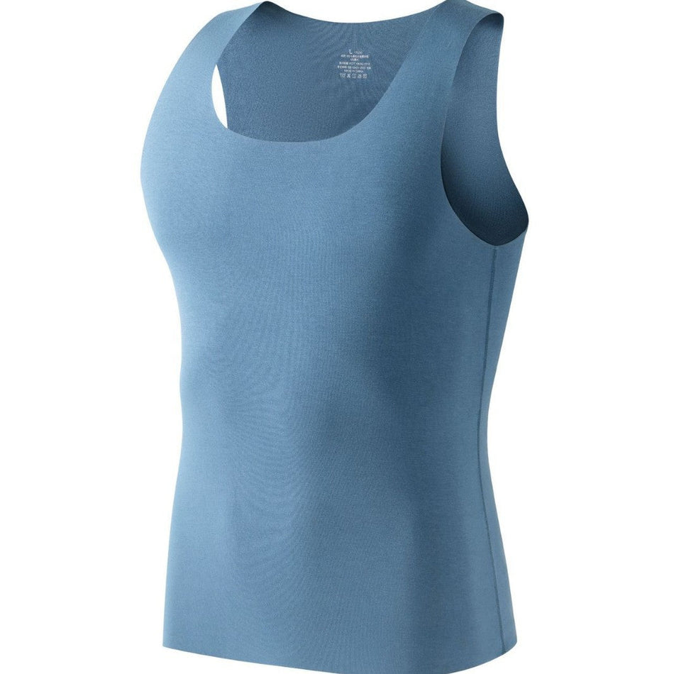 Men's Seamless Cotton Blend Tank Top with Ice Silk Feel