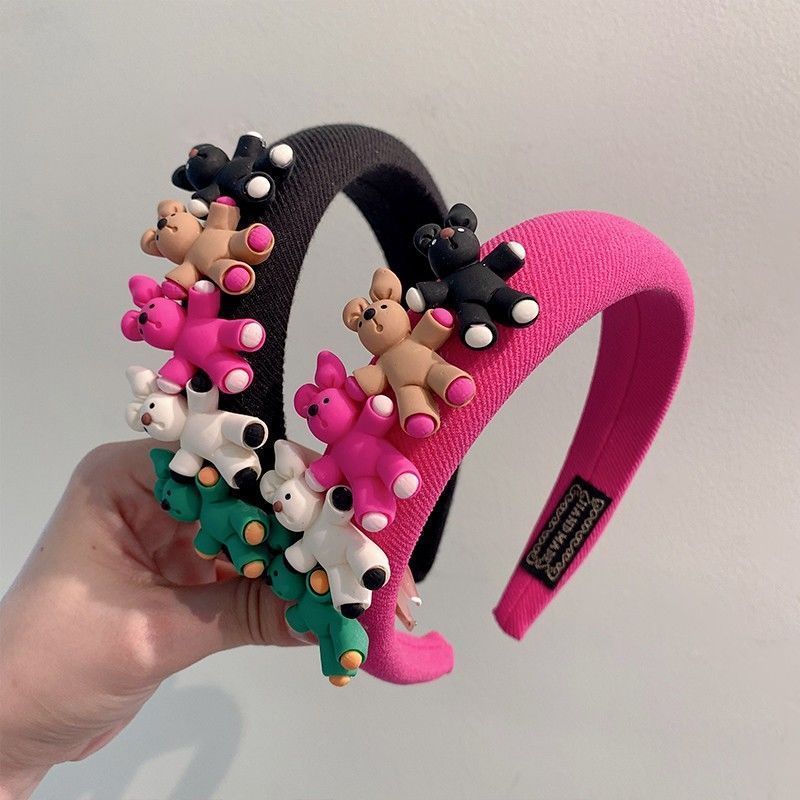 Cute Bear Headband for Women Non-Slip High Crown Hairband