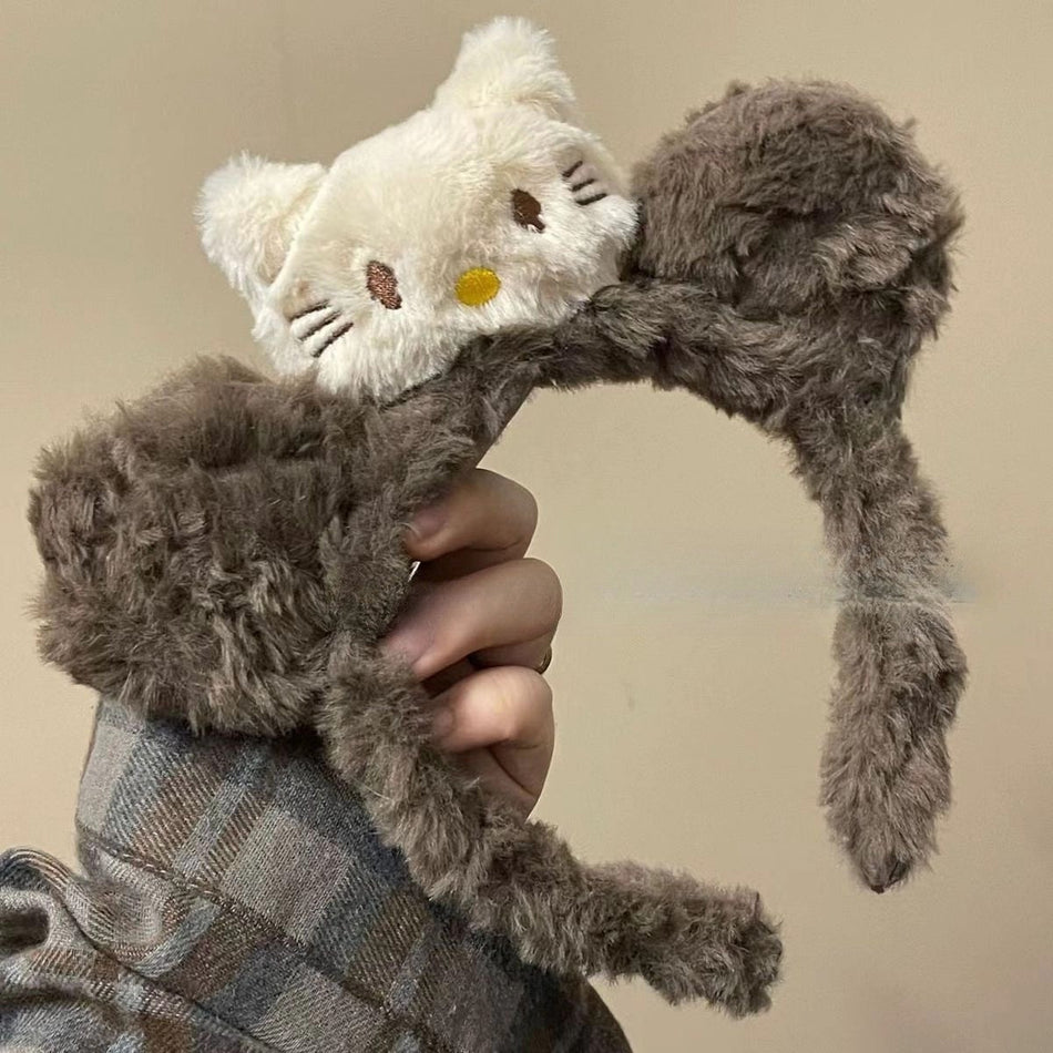 Plush Bear Face Wash Headband for Women Hair Accessory