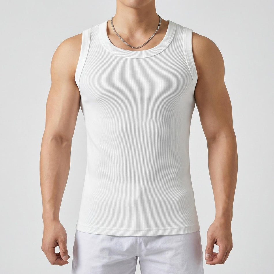 Men's Ribbed Slim Fit Sports Tank Top for Gym & Summer Wear