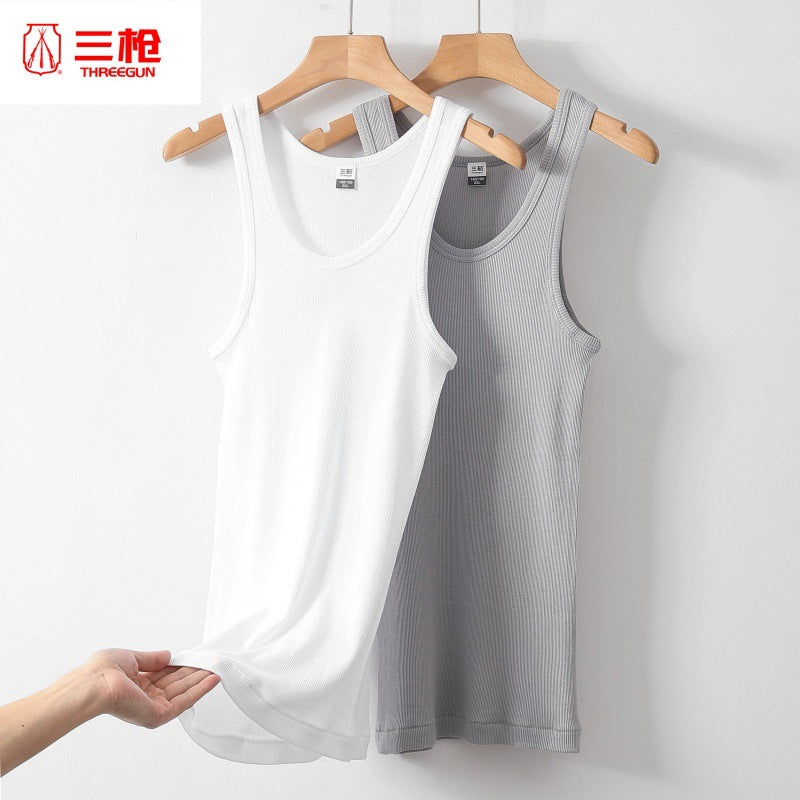 Men's 100% Cotton Ribbed Slim Fit Sports Tank Top, Breathable