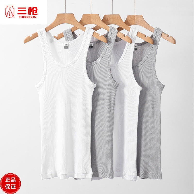 Men's 100% Cotton Ribbed Slim Fit Sports Tank Top, Breathable