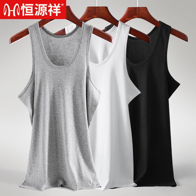 Men's Pure Cotton Round Neck Wide Shoulder Tank Top Vest
