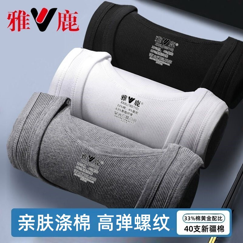 Yalu Men's Cotton Ribbed Thick Thread Tank Top for Fitness