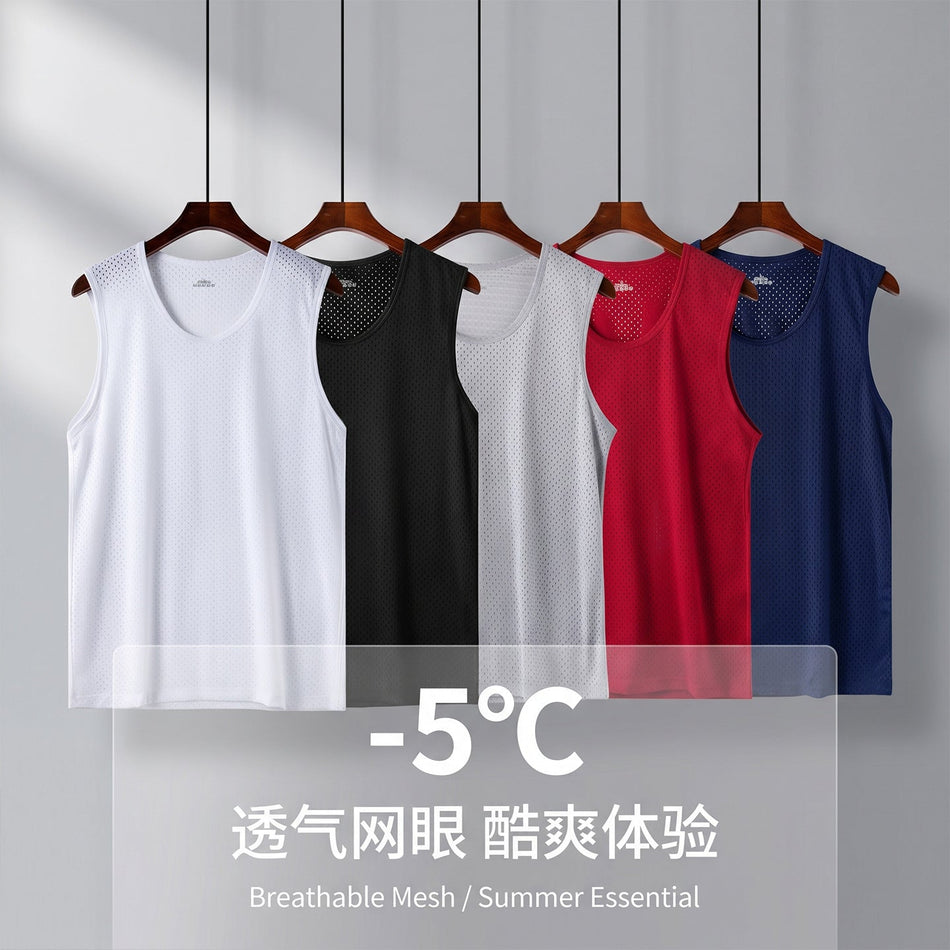 Men's Ice Silk Mesh Slim Fit Sports Tank Top Undershirt