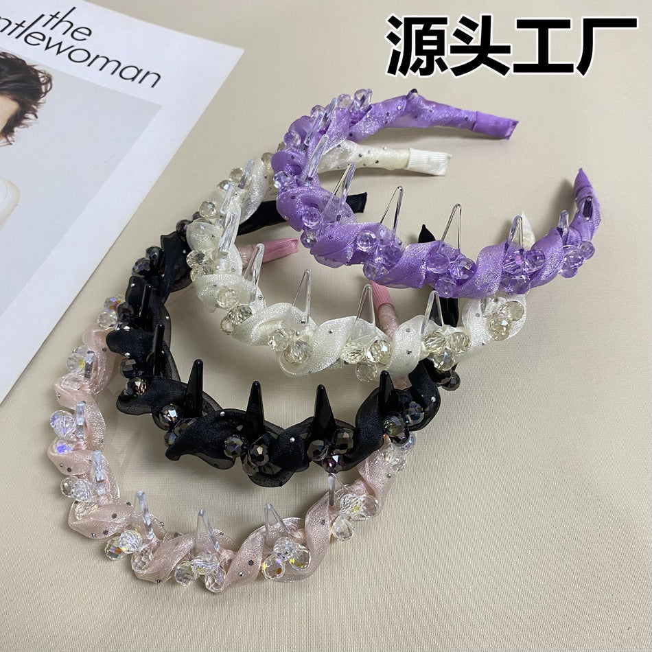 Korean Crystal Toothed Headband for Women High Crown Hairband
