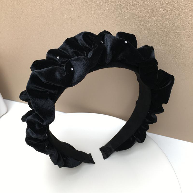 Velvet Pleated Headband for Women High Crown Hair Accessory