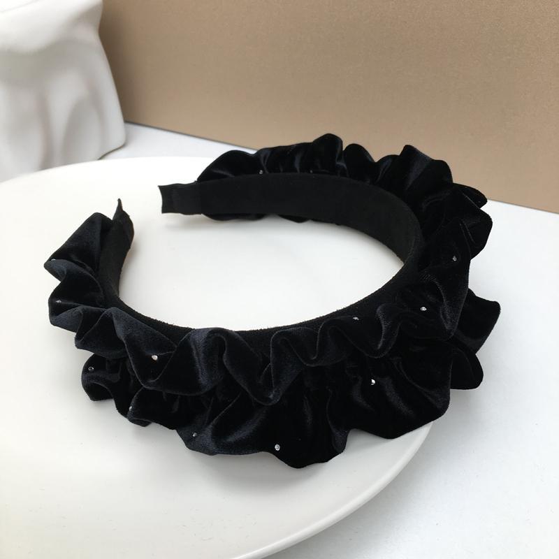 Velvet Pleated Headband for Women High Crown Hair Accessory