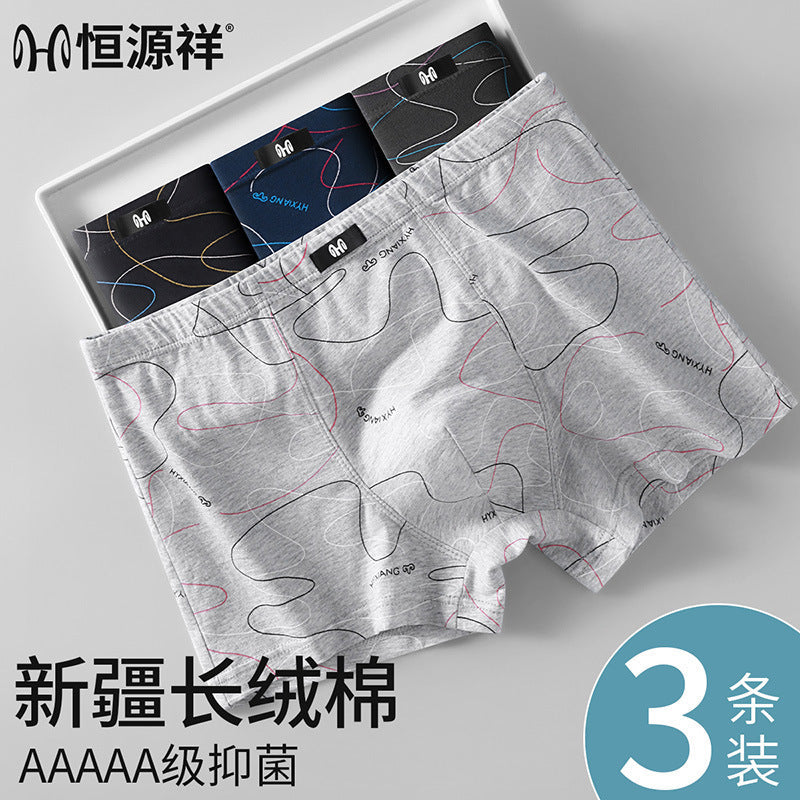 Hengyuanxiang Men's Cotton Printed Boxer Shorts 3-Pack