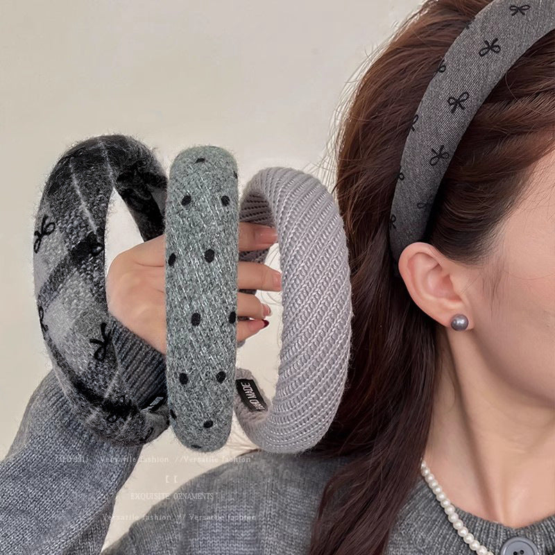 Gray High Crown Headband for Women Elegant Hair Accessory