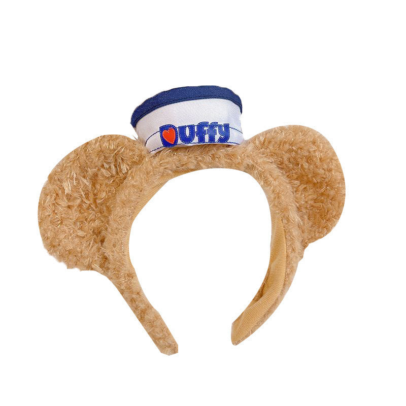 Cute Bear Sailor Headband for Women Plush Photo Hair Accessory