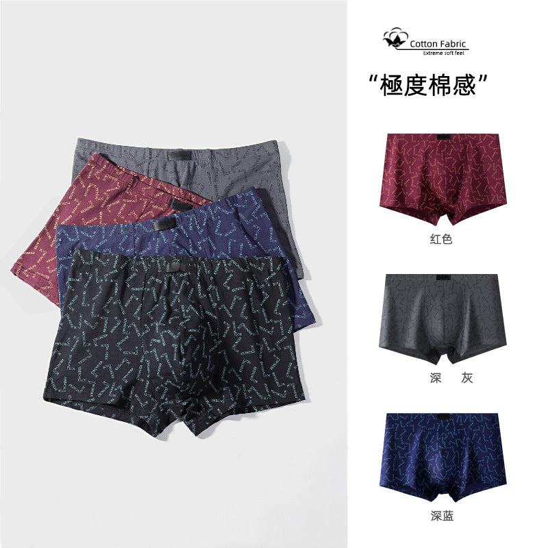 Men's Antibacterial Cotton Printed Boxer Briefs, Breathable Fit
