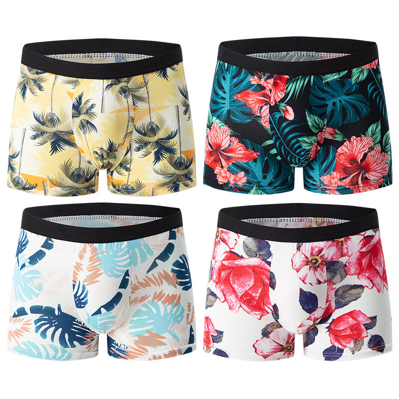 Men's 4-Pack Loose Fit Boxer Shorts, European & American Sizes