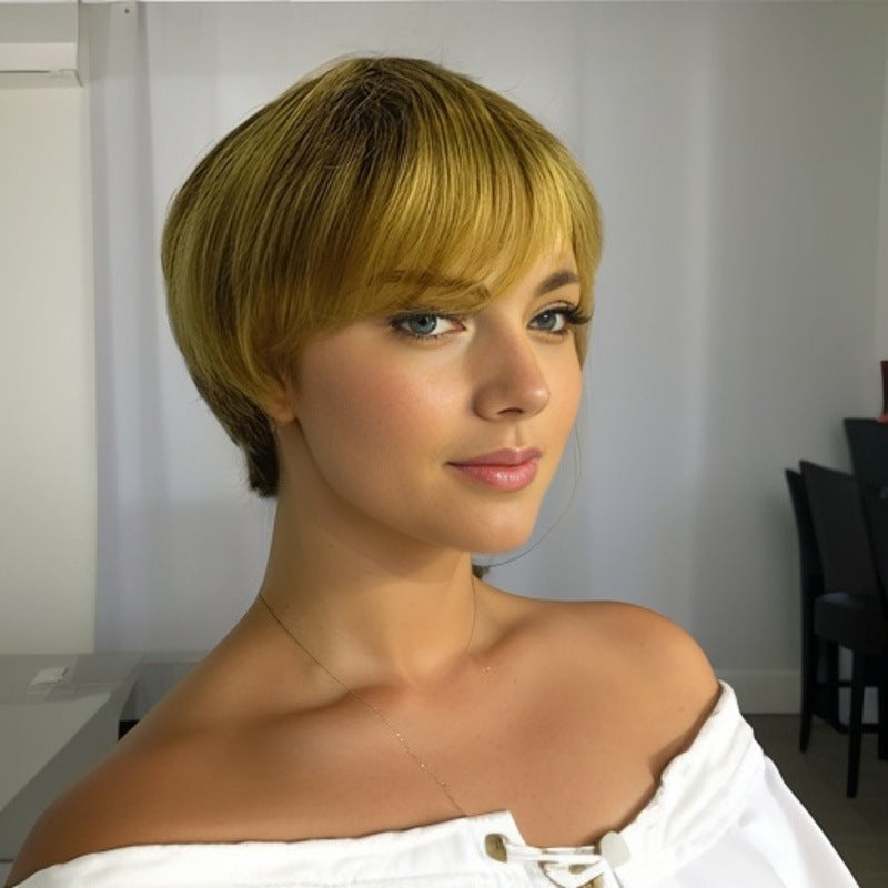 Short Bob Wig with Side Bangs High Temperature Fiber Hair