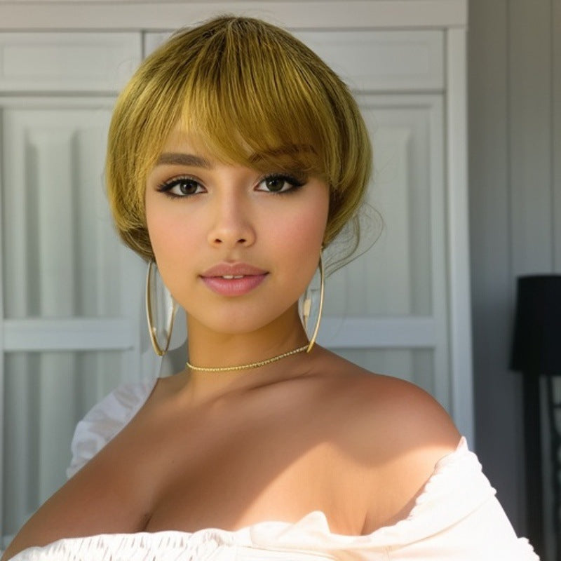 Short Bob Wig with Side Bangs High Temperature Fiber Hair
