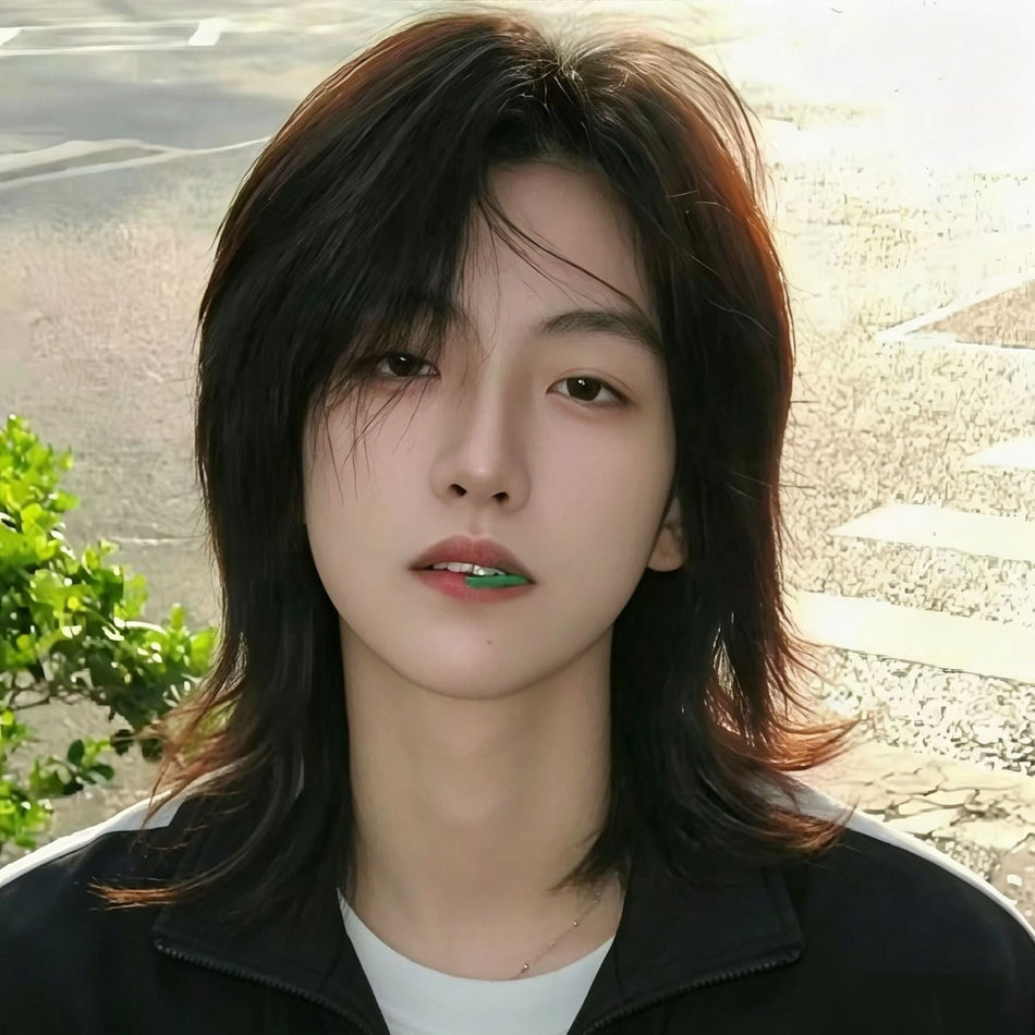 Men's Retro Mullet Wig with Long Tail Layered Hair