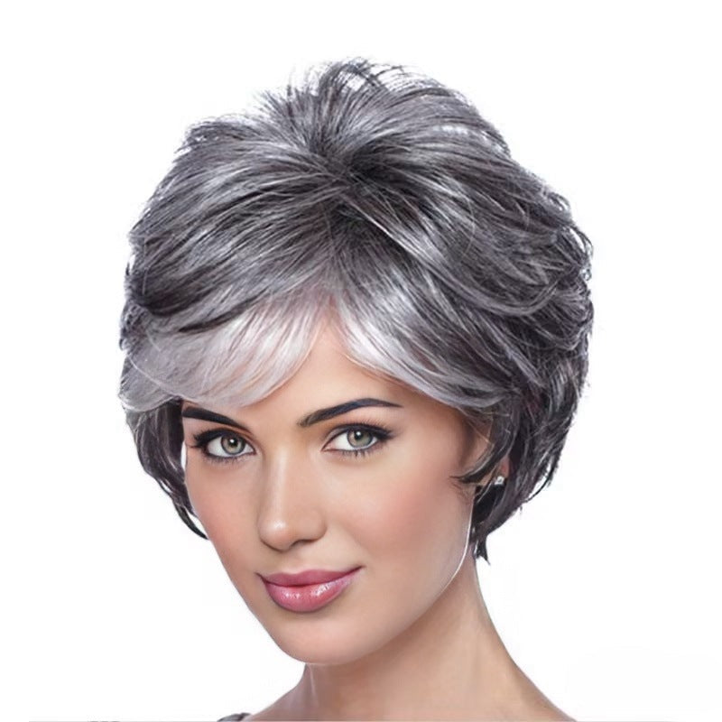 Women's Mixed Color Short Curly Wig with Full Cap Design