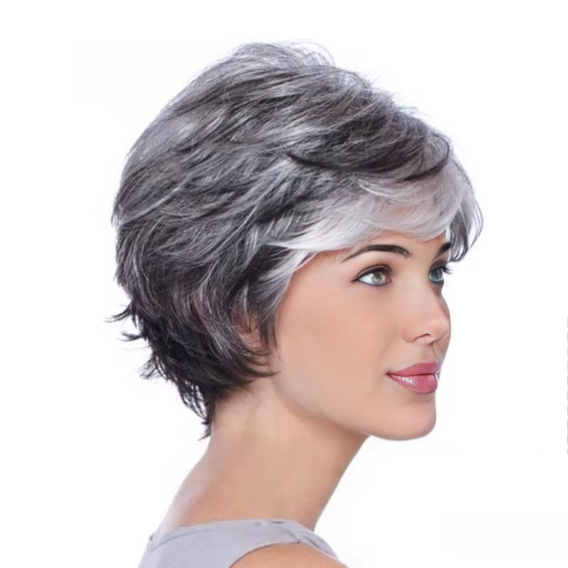 Women's Mixed Color Short Curly Wig with Full Cap Design