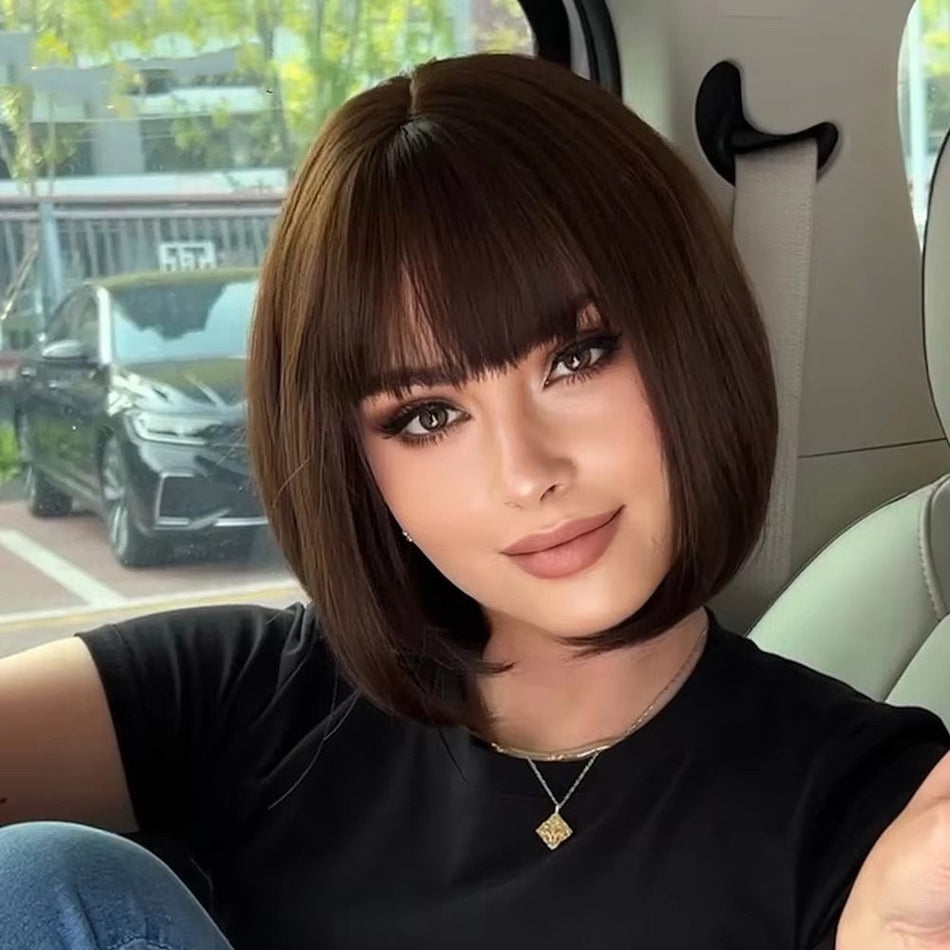 Women's Air Bangs Short Full Wig for Everyday Wear