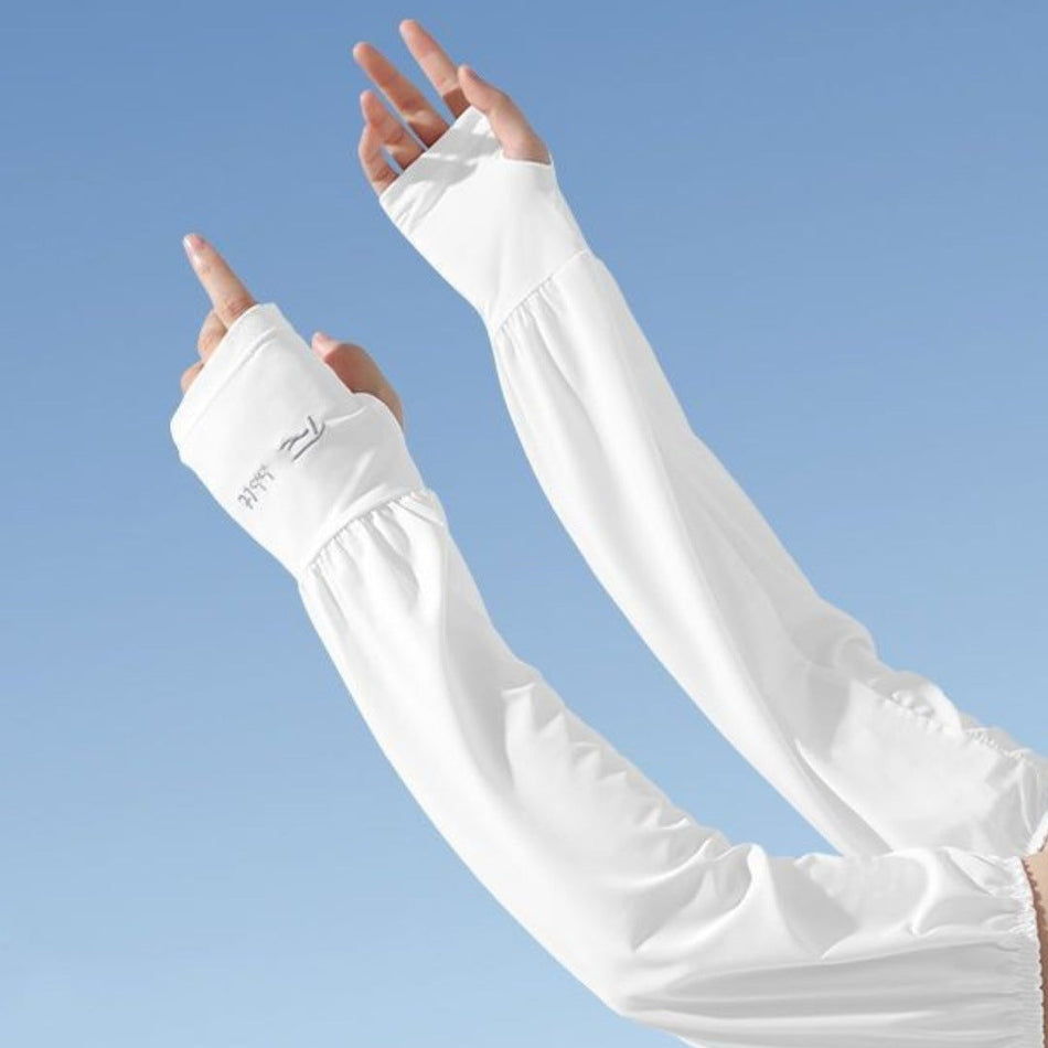 Women's Ice Silk UV Protection Arm Sleeves with R Letter Design
