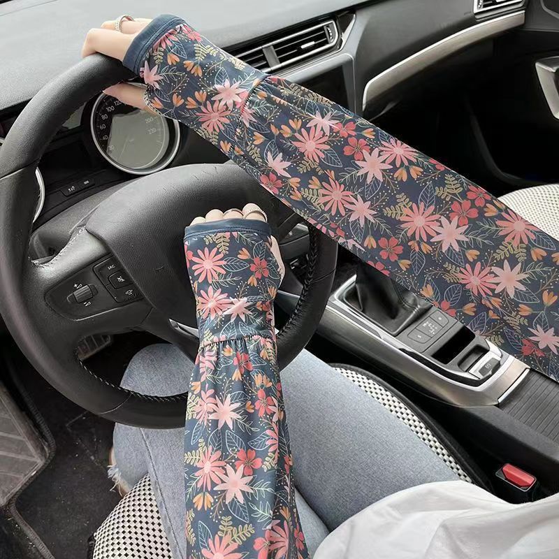 Women's Floral Ice Silk UV Protection Arm Sleeves for Summer