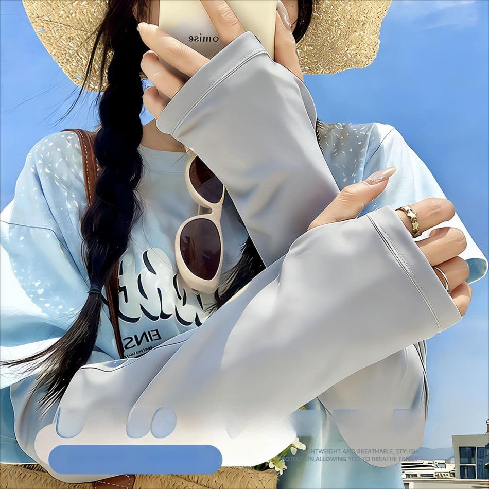 Women's Ice Silk UV Protection Arm Sleeves, Long Loose Fit