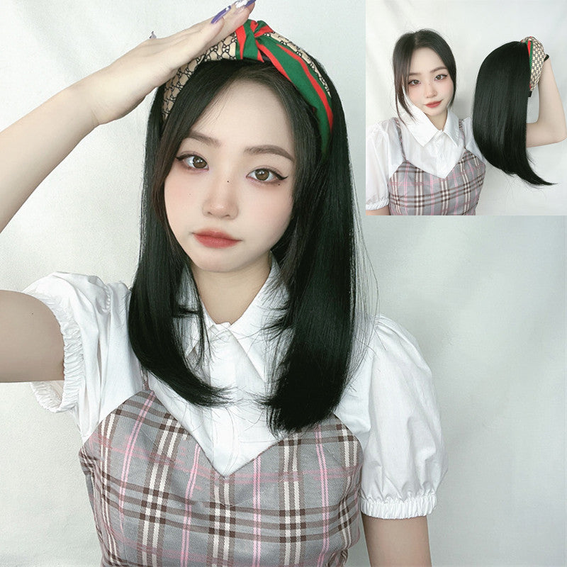 Women's Long Straight Headband Wig with Natural Hair Look