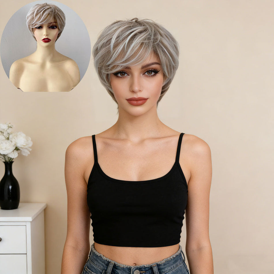 Women's Light Blonde Short Wig with Natural Straight Hair