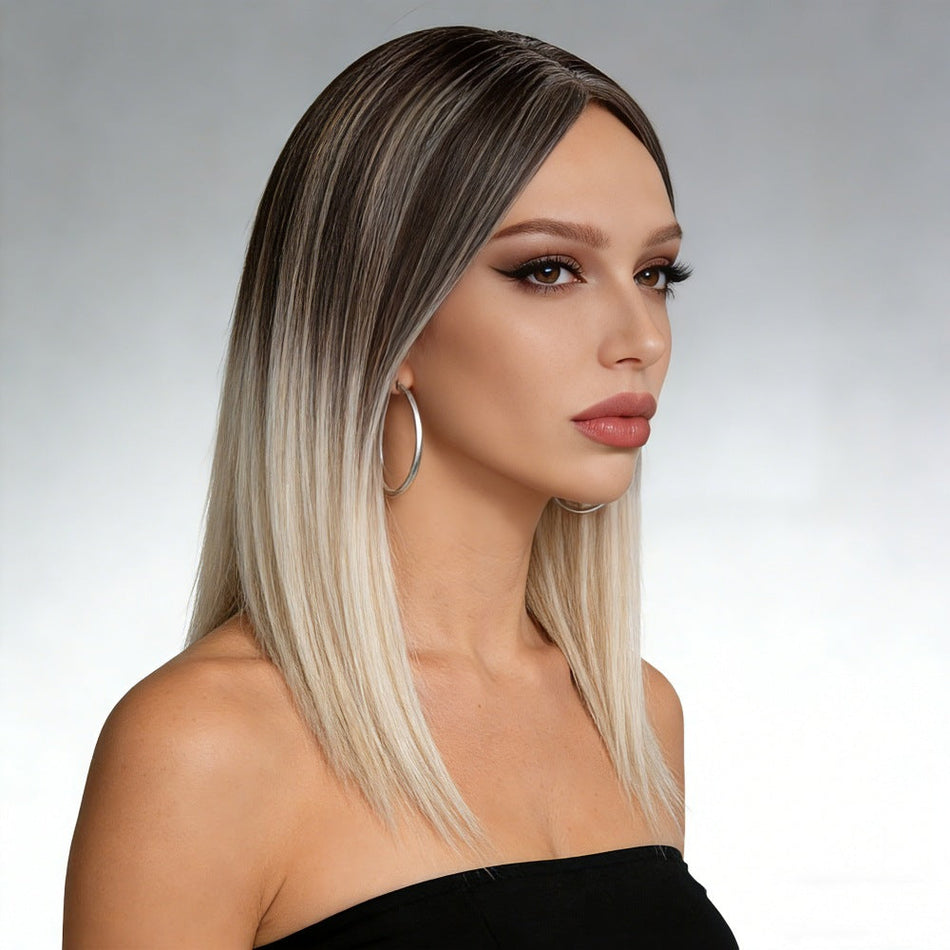 Women's T-Color Blonde Bob Wig with Shoulder-Length Hair