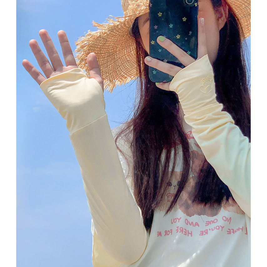 Women's Plus Size Ice Silk UV Protection Arm Sleeves with Gloves