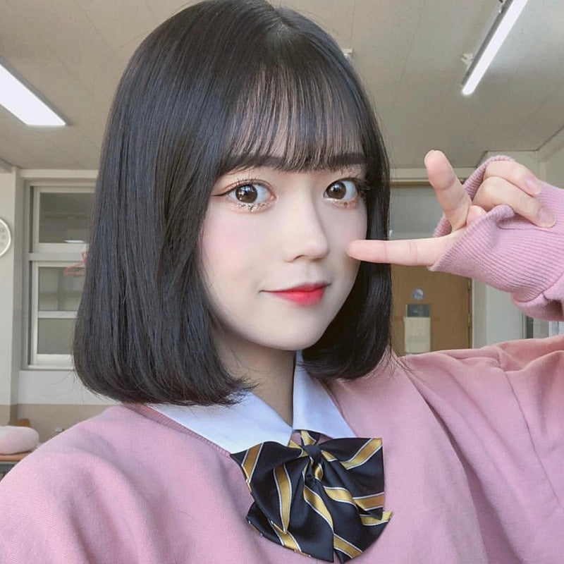 Women's Shoulder-Length Bob Wig with Air Bangs