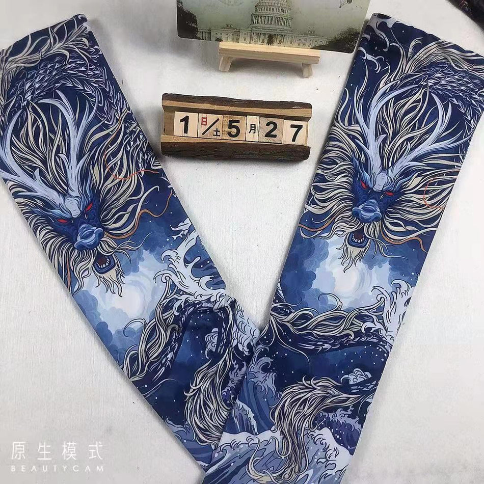 Unisex Printed Ice Silk UV Protection Arm Sleeves for Outdoor