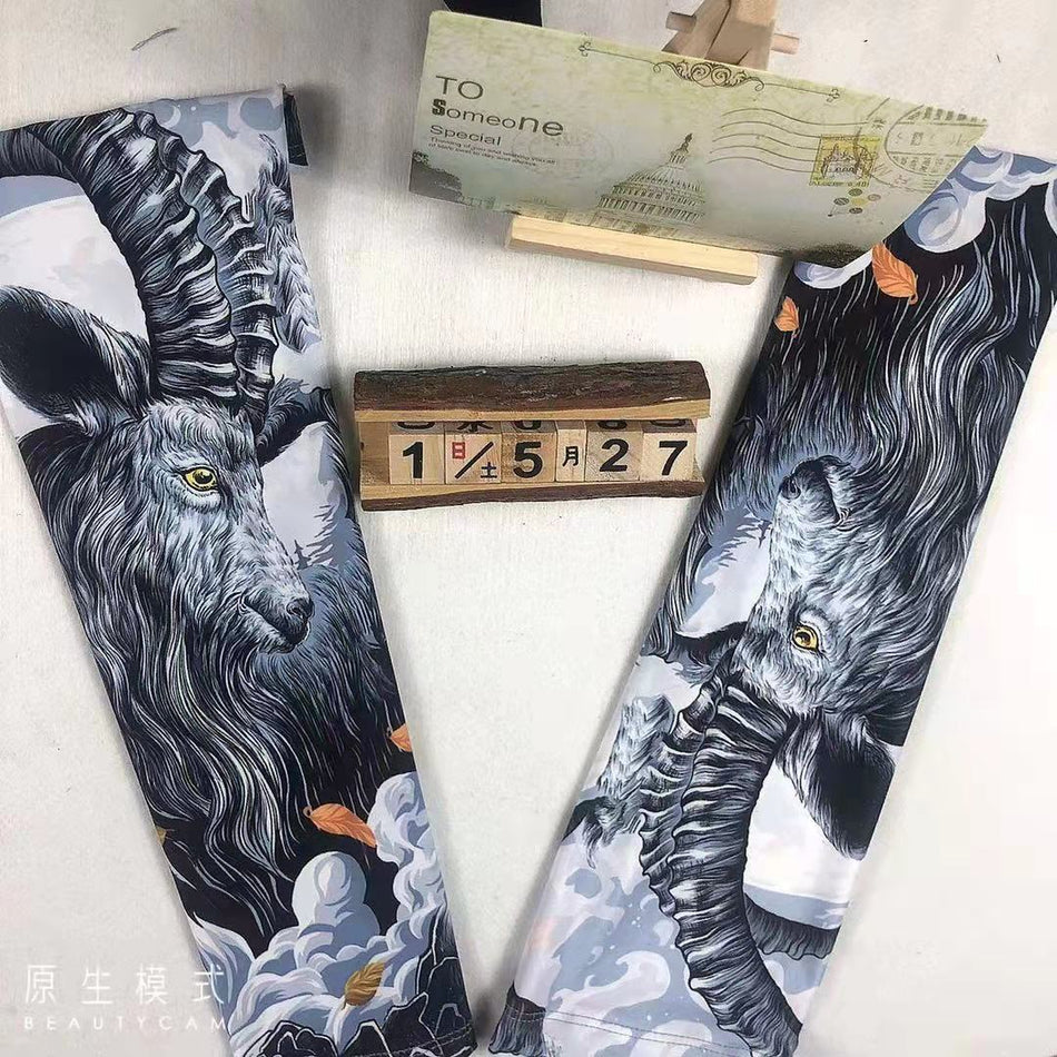 Unisex Printed Ice Silk UV Protection Arm Sleeves for Outdoor