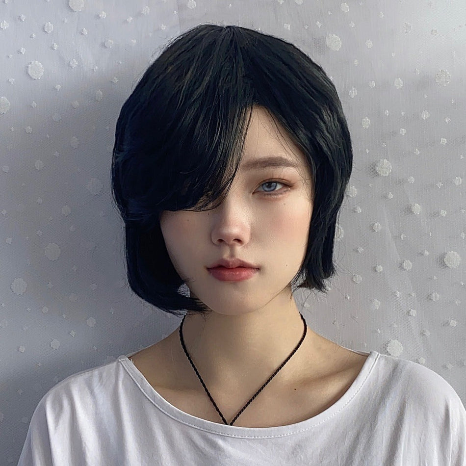 Women's Short Bob Wig with Side Bangs Full Cap Design