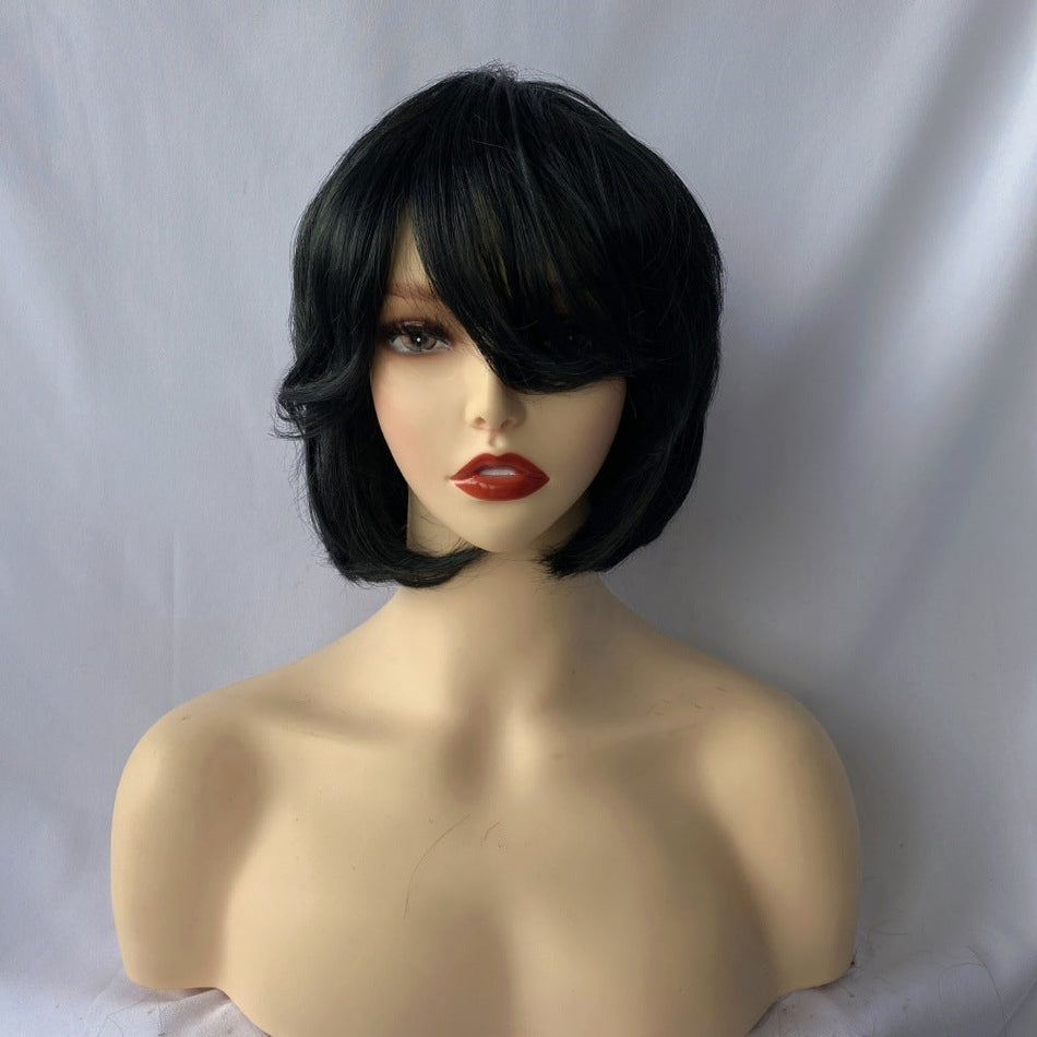 Women's Short Bob Wig with Side Bangs Full Cap Design