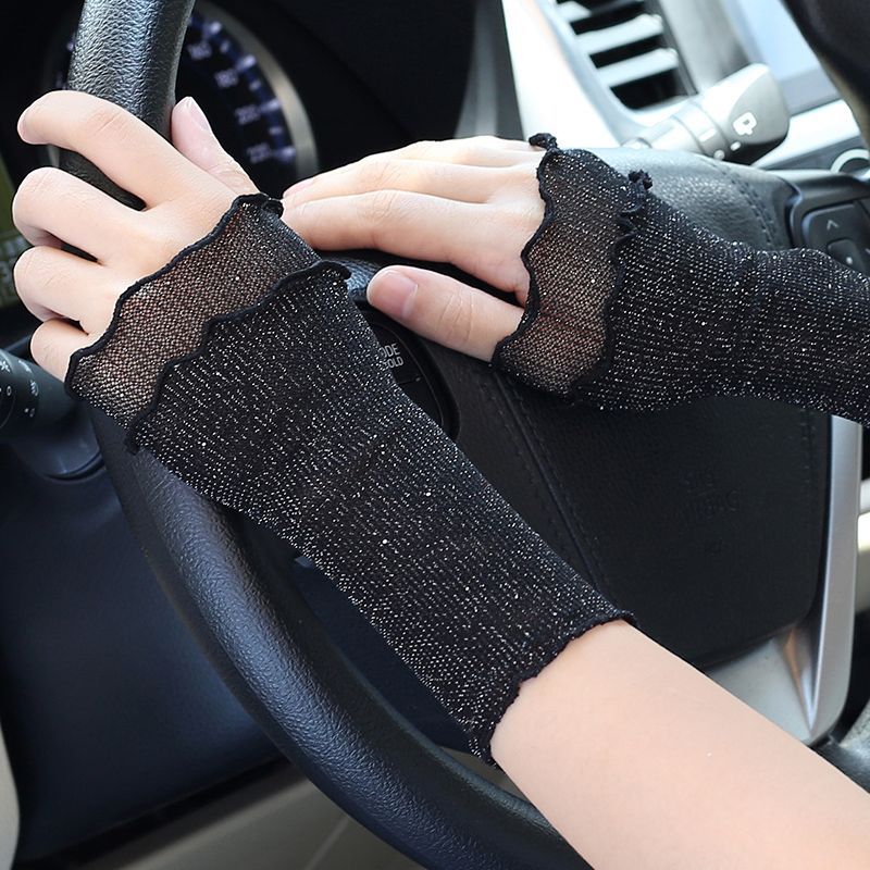 Women's Mesh Half-Finger UV Protection Arm Sleeves for Spring &