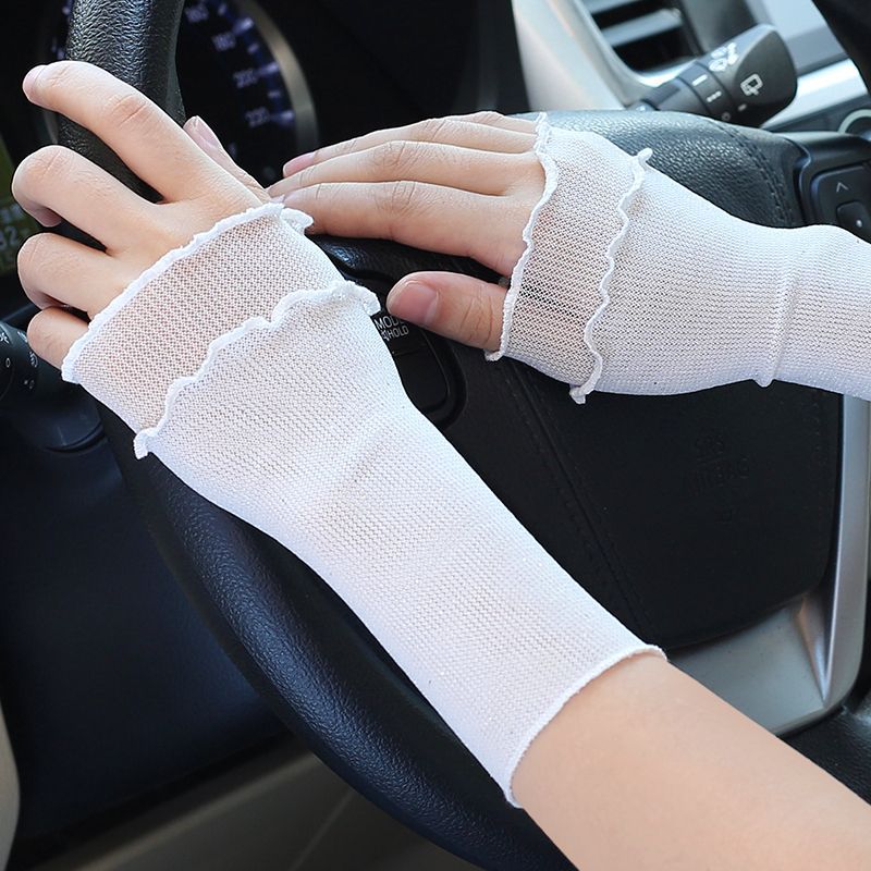 Women's Mesh Half-Finger UV Protection Arm Sleeves for Spring &