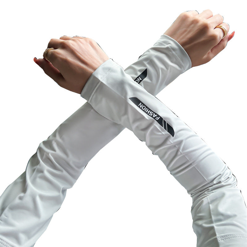 Unisex Ice Silk UV Protection Arm Sleeve Gloves for Fishing &